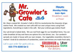 Mr. Growler's Cafe - Service and Hours Description